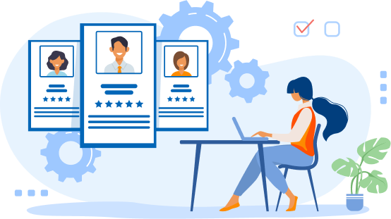 Illustration of a business team reviewing payroll documents and discussing payroll processing services to enhance efficiency and compliance.